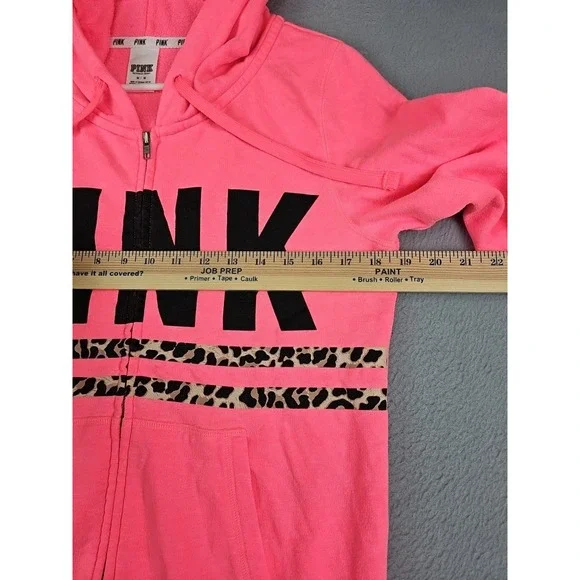 Y2K Victorias Secret Pink Full Zip Hoodie Size Medium Pink Fleece '14 - Picture 5 of 8